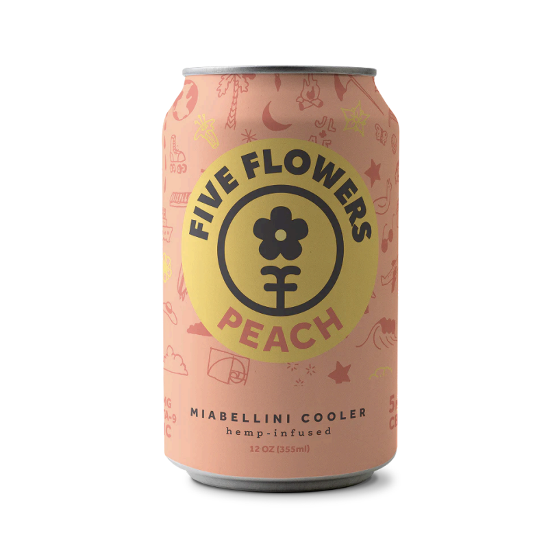 Five Flowers Sparkling Beverages 5mg CBD 5mg THC / Peach